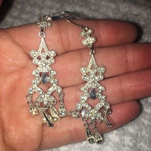 Prom pageant chandelier bling earrings